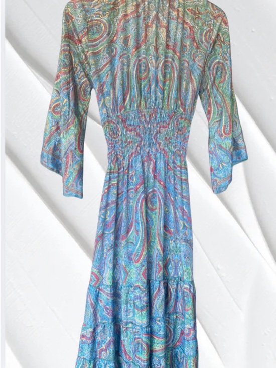 Art Silk Paisley Floral Maxi Dress Womens Size Small Spring Summer Vibe - Picture 6 of 6